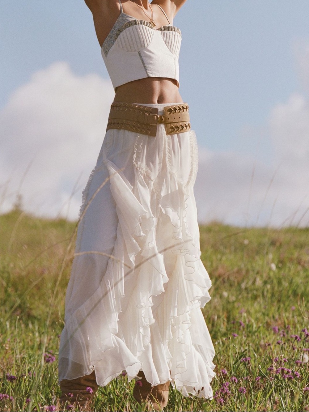 Anthropologie Kavita Bhartia Ruffle Maxi Skirt